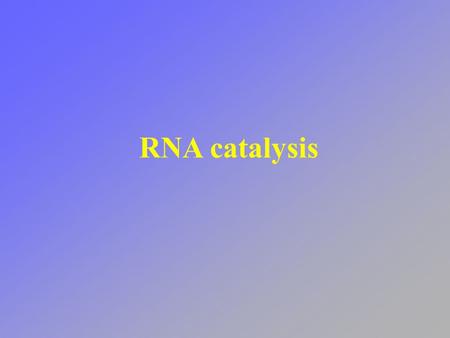 RNA catalysis.