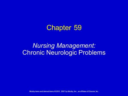 Nursing Management: Chronic Neurologic Problems