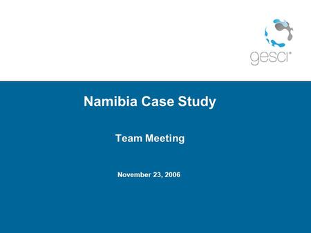 Namibia Case Study Team Meeting November 23, 2006.
