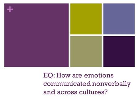 + EQ: How are emotions communicated nonverbally and across cultures?