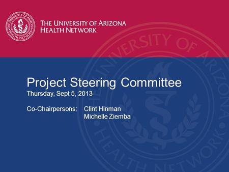 Project Steering Committee Thursday, Sept 5, 2013 Co-Chairpersons:Clint Hinman Michelle Ziemba.