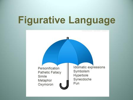 Figurative Language Idiomatic expressions Personification Symbolism