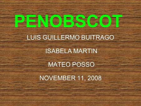 PENOBSCOT LUIS GUILLERMO BUITRAGO ISABELA MARTIN MATEO POSSO NOVEMBER 11, 2008.