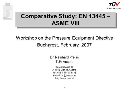 Comparative Study: EN – ASME VIII