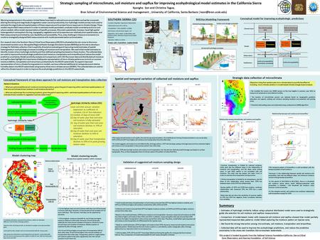 Strategic sampling of microclimate, soil moisture and sapflux for improving ecohydrological model estimates in the California Sierra Kyongho Son and Christina.