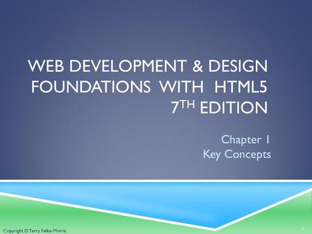 Copyright © Terry Felke-Morris WEB DEVELOPMENT & DESIGN FOUNDATIONS WITH HTML5 7 TH EDITION Chapter 1 Key Concepts 1.