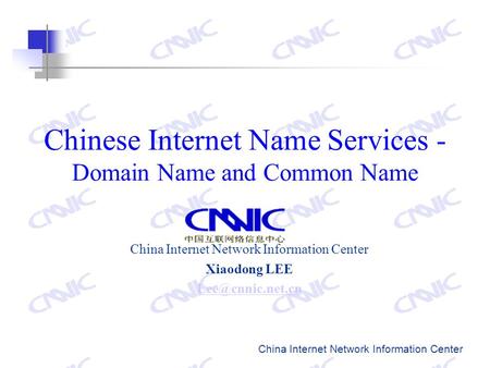China Internet Network Information Center Chinese Internet Name Services - Domain Name and Common Name China Internet Network Information Center Xiaodong.