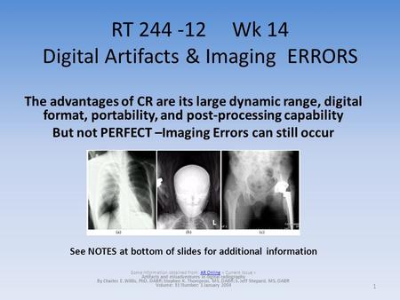 RT Wk 14 Digital Artifacts & Imaging ERRORS
