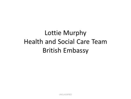 Lottie Murphy Health and Social Care Team British Embassy