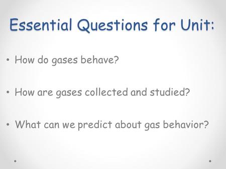 Essential Questions for Unit: