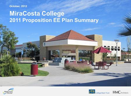 MiraCosta College 2011 Proposition EE Plan Summary October, 2012.