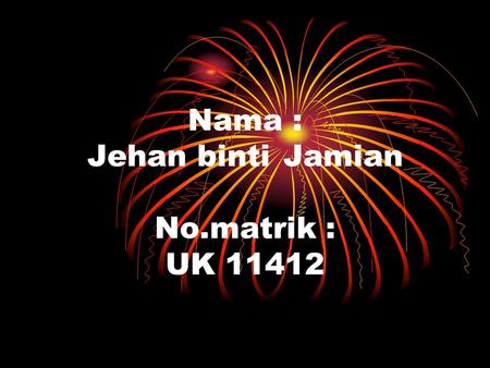 Nama : Jehan binti Jamian No.matrik : UK 11412. Discrete Mathematics Area of mathematics that deals with the study of discrete objects. Discusses languages.