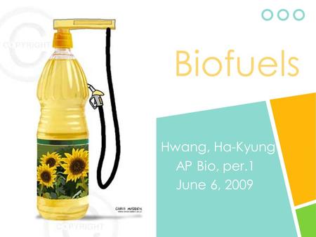 Biofuels Hwang, Ha-Kyung AP Bio, per.1 June 6, 2009.