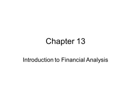 Introduction to Financial Analysis
