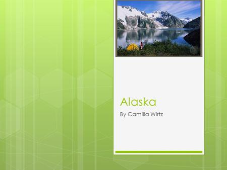 Alaska By Camilla Wirtz. Alaska Facts  Juneau: the capital of Alaska  Mt. McKinley: The highest point in North America  Salmon: Alaska’s main product,