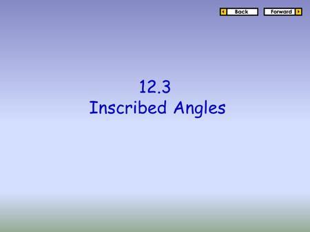 12.3 Inscribed Angles. Vocab: inscribed angle - an angle whose vertex is on a circle and whose sides are chords 