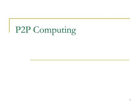 1 P2P Computing. 2 What is P2P? Server-Client model.
