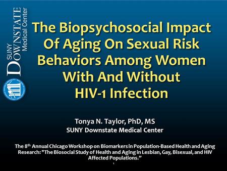 The Biopsychosocial Impact Of Aging On Sexual Risk Behaviors Among Women With And Without HIV-1 Infection Tonya N. Taylor, PhD, MS SUNY Downstate Medical.
