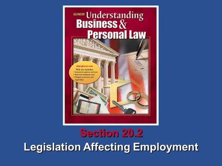 Legislation Affecting Employment Section 20.2. Understanding Business and Personal Law Legislation Affecting Employment Section 20.2 Employment Law What.