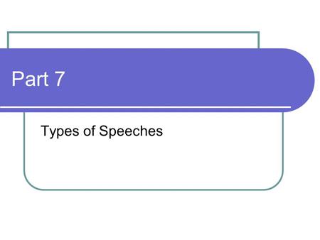 Part 7 Types of Speeches.