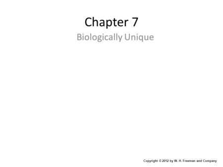 Chapter 7 Biologically Unique Copyright © 2012 by W. H. Freeman and Company.