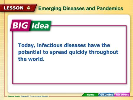 Today, infectious diseases have the potential to spread quickly throughout the world.