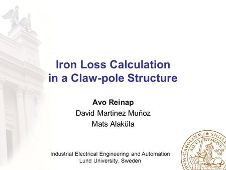 Iron Loss Calculation in a Claw-pole Structure