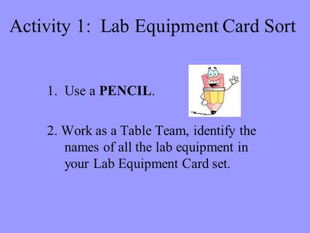 Activity 1: Lab Equipment Card Sort