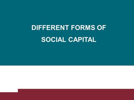 DIFFERENT FORMS OF SOCIAL CAPITAL DIFFERENT FORMS OF SOCIAL CAPITAL.