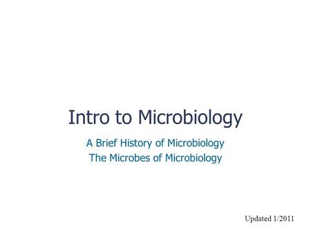 A Brief History of Microbiology The Microbes of Microbiology