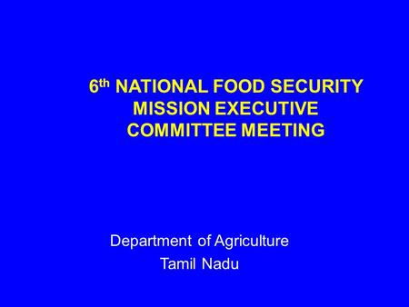 Department of Agriculture Tamil Nadu