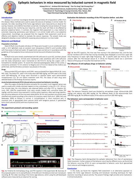 Epileptic behaviors in mice measured by inducted current in magnetic field Hsiang-Chin Lu 1, Andrew Chih-Wei Huang 2, Tien-Tzu Yang 3, Bai Chuang Shyu.