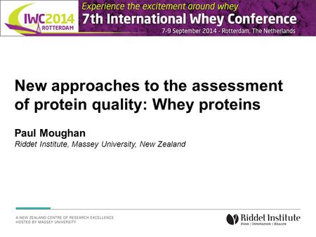 New approaches to the assessment of protein quality: Whey proteins