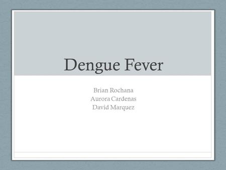 Dengue Fever Brian Rochana Aurora Cardenas David Marquez.