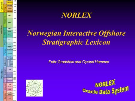 NORLEX Norwegian Interactive Offshore Stratigraphic Lexicon Felix Gradstein and Oyvind Hammer.