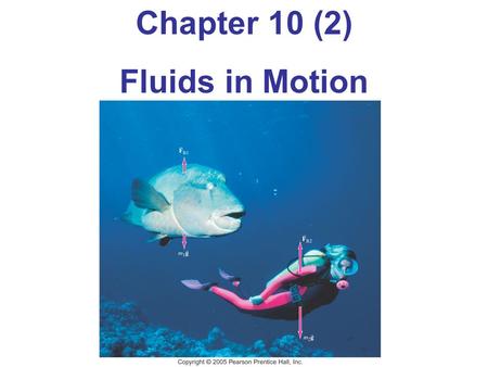 Chapter 10 (2) Fluids in Motion. The mass flow rate is the mass that passes a given point per unit time. The flow rates at any two points must be equal,