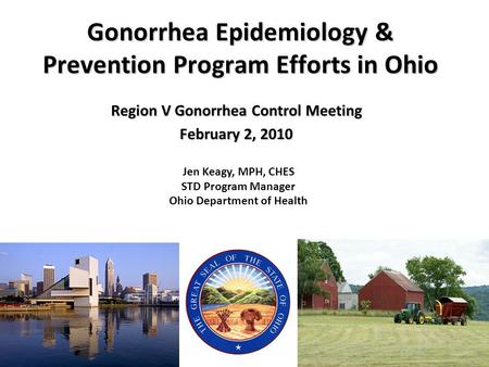 Gonorrhea Epidemiology & Prevention Program Efforts in Ohio Region V Gonorrhea Control Meeting February 2, 2010 Jen Keagy, MPH, CHES STD Program Manager.