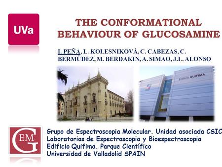 THE CONFORMATIONAL BEHAVIOUR OF GLUCOSAMINE I. PEÑA, L. KOLESNIKOVÁ, C. CABEZAS, C. BERMÚDEZ, M. BERDAKIN, A. SIMAO, J.L. ALONSO Grupo de Espectroscopia.