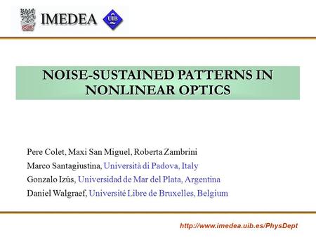 NOISE-SUSTAINED PATTERNS IN NONLINEAR OPTICS