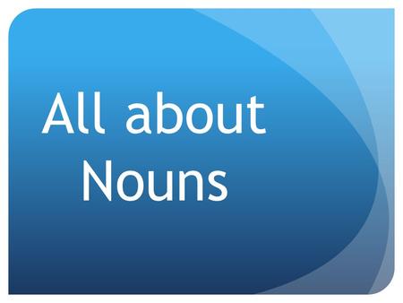 All about Nouns. Definition N ouns are words that name people, places, things, or ideas.