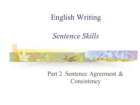 English Writing Sentence Skills