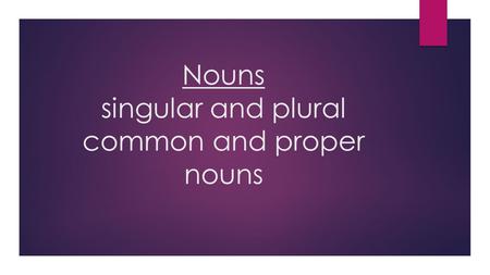 Nouns singular and plural common and proper nouns.