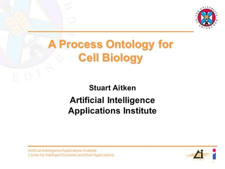 1 Artificial Intelligence Applications Institute Centre for Intelligent Systems and their Applications Stuart Aitken Artificial Intelligence Applications.