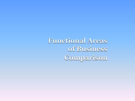 Functional Areas of Business Differences Finance And Accounting Human Resources Customer Service Sales and Marketing.
