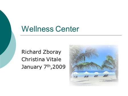 Wellness Center Richard Zboray Christina Vitale January 7 th,2009.