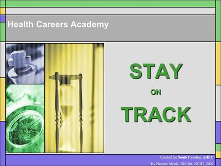 Health Careers Academy STAYONTRACK Created for South Carolina AHEC By Nanette Morris, RN, BA, NCBT_2009.