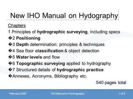 New IHO Manual on Hydography