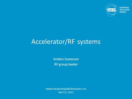 Accelerator/RF systems
