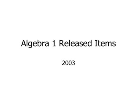 Algebra 1 Released Items