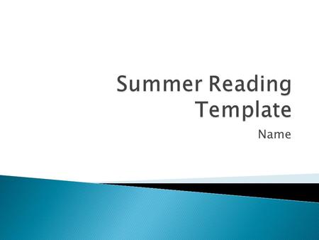 Summer Reading Template